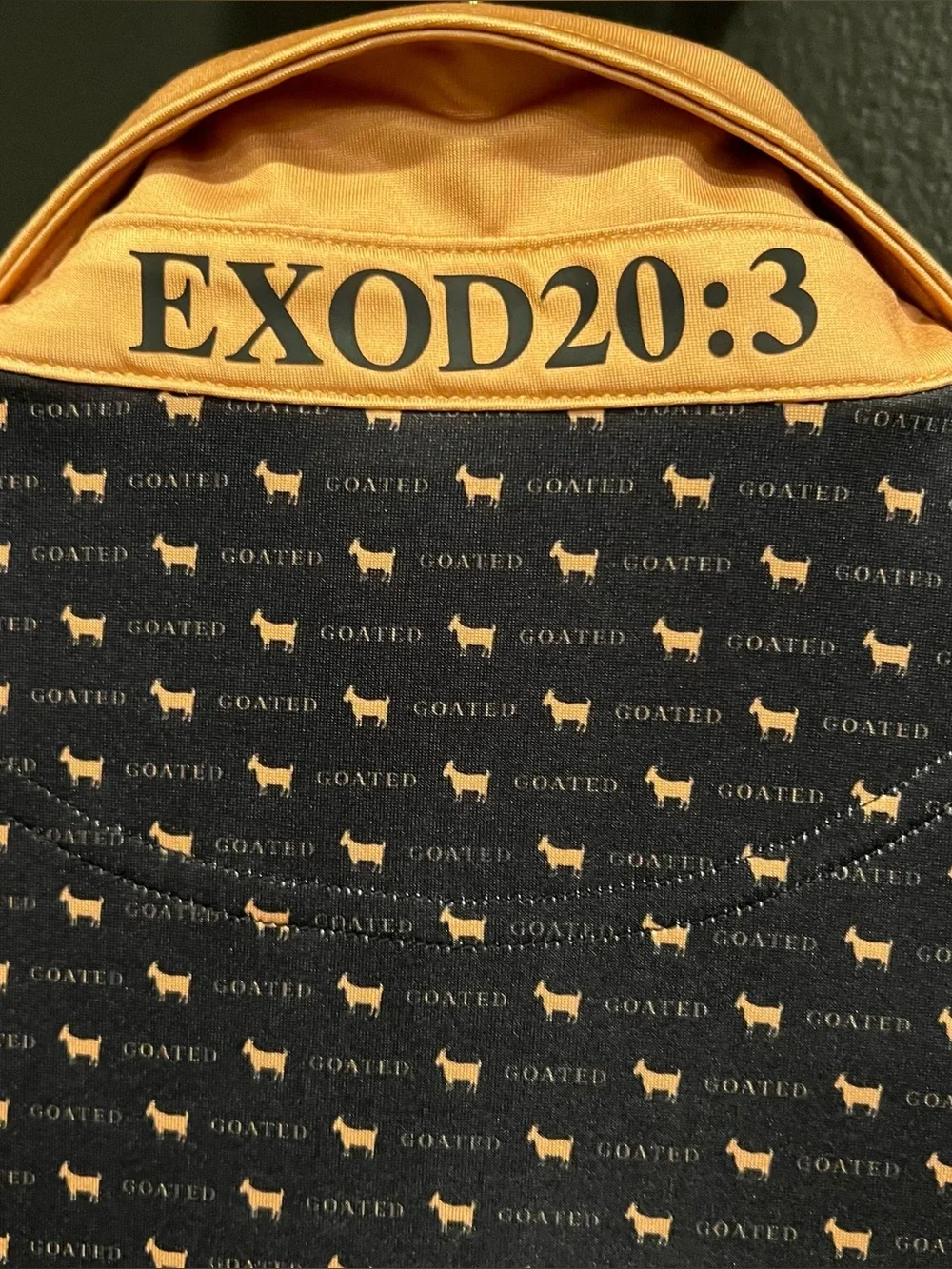 Goated Men's Black and Gold Short Sleeve Performance Golf Polo Shirt Size 3XL